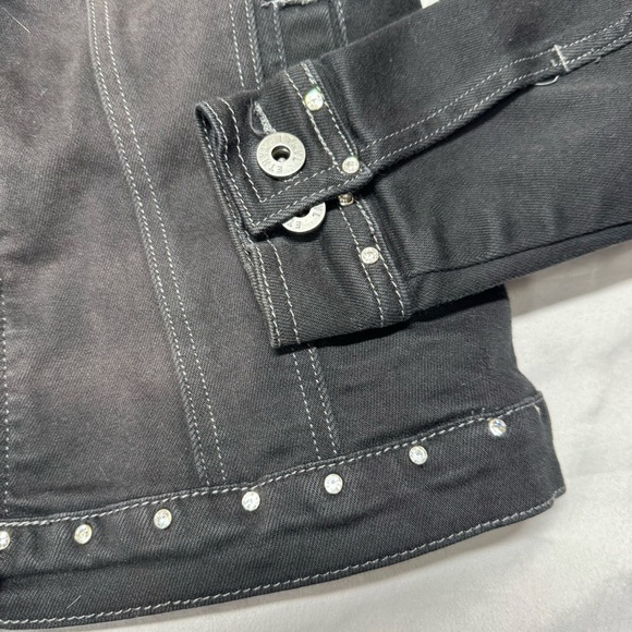 Ethyl Vintage Studded Black Women's Jean Jacket Size Small - Picture 5 of 8